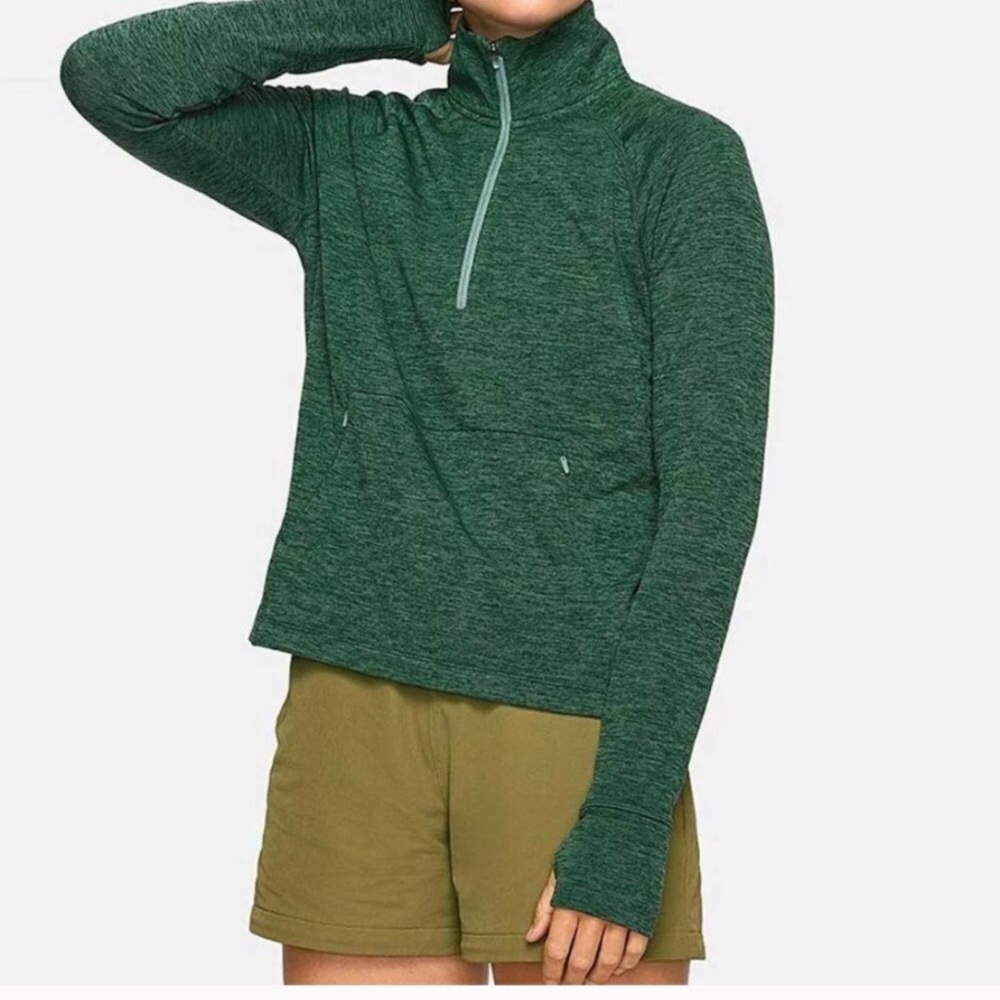 Outdoor Voices Fleece Quarter Zip Green